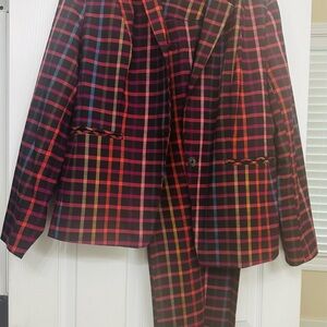 New York & Company Multicolor Plaid Pantsuit
